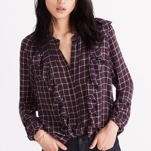 PRICE DROP‼️🆕 Madewell Plaid Ruffle Front Blouse